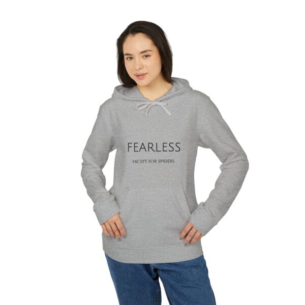 \'Fearless except for spiders\' Adidas Unisex Fleece Hoodie - Image 5