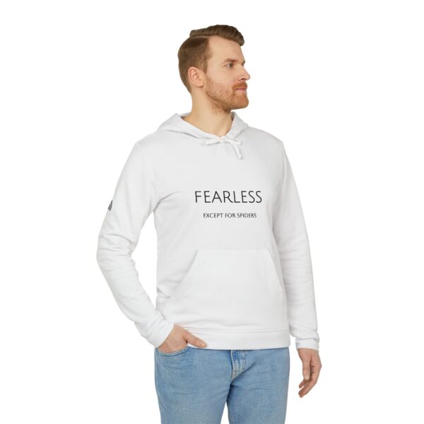 \'Fearless except for spiders\' Adidas Unisex Fleece Hoodie - Image 3