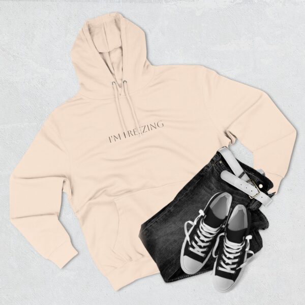 Warm and Cozy \"I\'M FREEZING\" Three-Panel Fleece Hoodie - Image 6