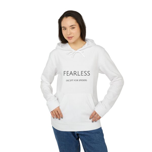 \'Fearless except for spiders\' Adidas Unisex Fleece Hoodie - Image 7