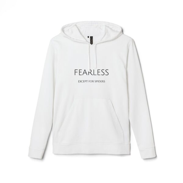 \'Fearless except for spiders\' Adidas Unisex Fleece Hoodie - Image 6